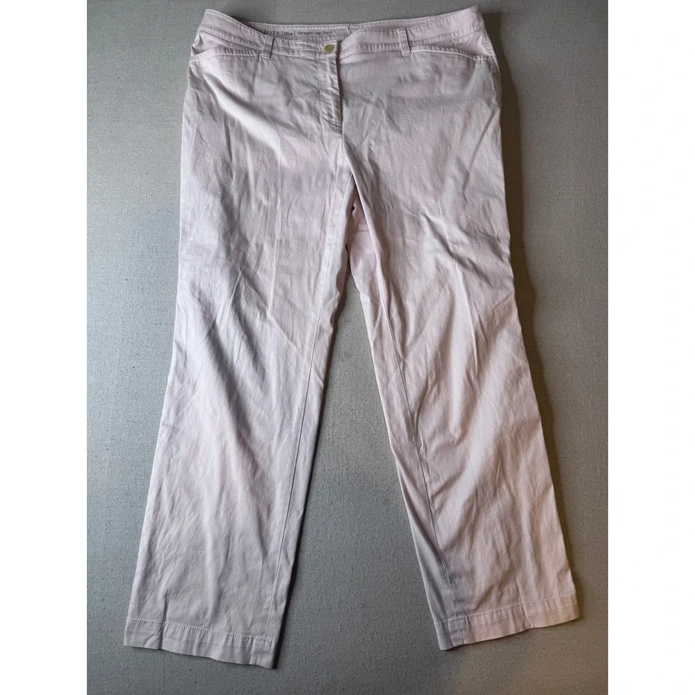Talbots Womens 16W‎ Straight Leg Chino Pants Light Pink Cotton Blend Stretch